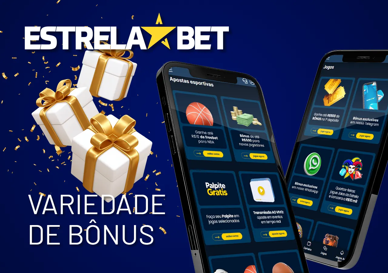 Descrição dos diferentes tipos de bônus disponíveis para os jogadores da Estrela Bet